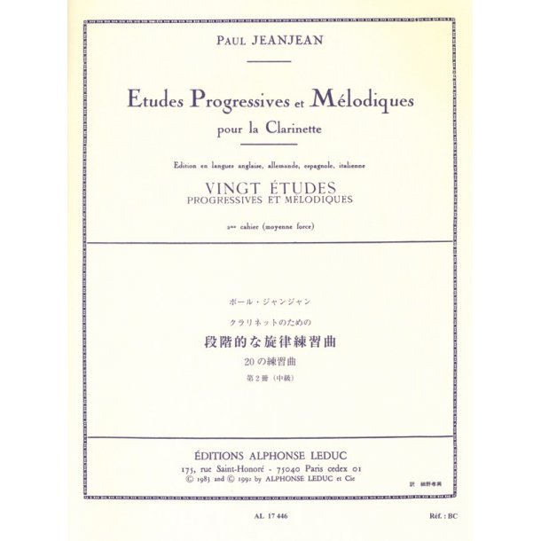 Paul Jeanjean: Etudes progressives et m&eacute;lodiques Vol.2 (Clarinet solo)