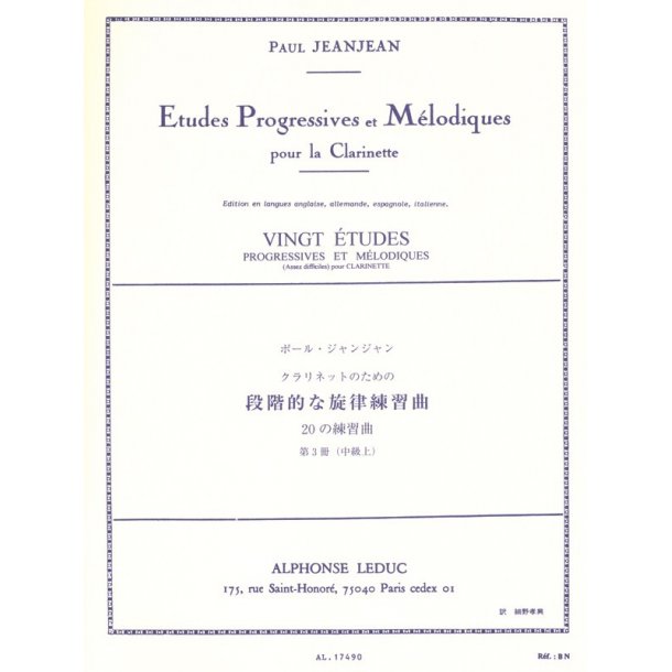 Paul Jeanjean: Etudes progressives et m&eacute;lodiques Vol.3 (Clarinet solo)
