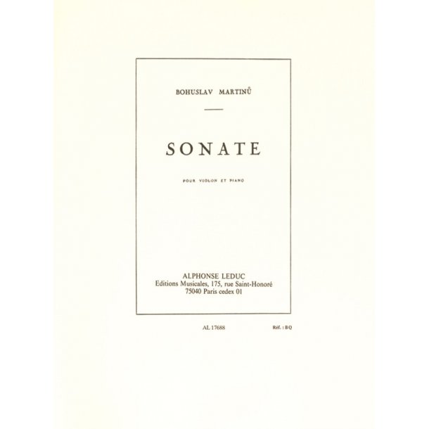 Bohuslav Martinu: Sonata No.1, H182 (Violin &amp; Piano)