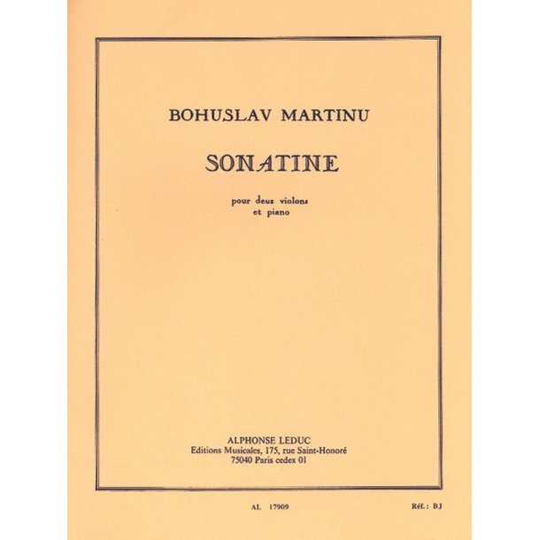 Bohuslav Martinu: Sonatine Pour Deux Violons Et Piano