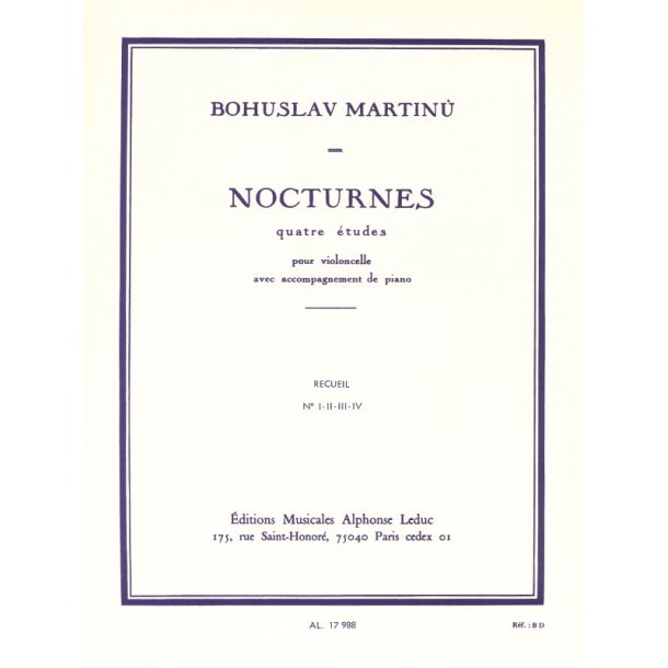 Bohuslav Martinu: 4 Nocturnes H189 (Cello & Piano)