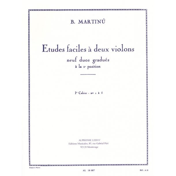 Bohuslav Martinu: Etudes faciles &agrave; deux Violons H191, Vol.1 (Violins 2)