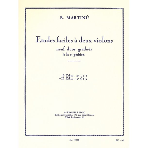 Bohuslav Martinu: Etudes faciles &agrave; deux Violons H191, Vol.2 (Violins 2)