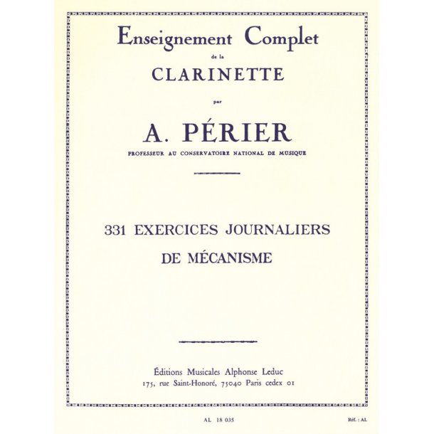 Auguste P&eacute;rier: 331 Exercices journaliers de M&eacute;canisme (Clarinet solo)
