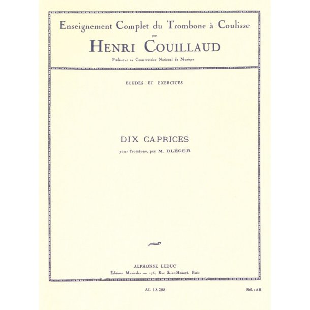 Henri Couillaud: 10 Caprices de Bl&eacute;ger (Trombone solo)