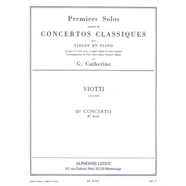Viotti Premiers Solos Concertos Classiques No 13 (Catherine) Vln/Pf Bk