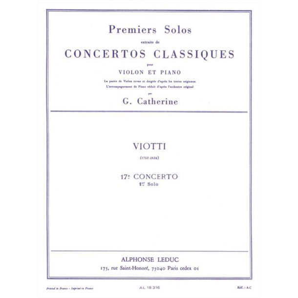 Giovanni Battista Viotti: Solo No.1 from Concerto No.17 (Violin & Piano)