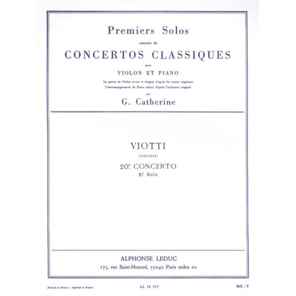 Giovanni Battista Viotti: Solo No.1 from Concerto No.20 (Violin & Piano)