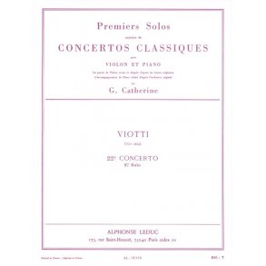 Georges Catherine: First Solos extracted from the Classic Concertos (Viotti''s Concert No. 22), for Violin and Piano