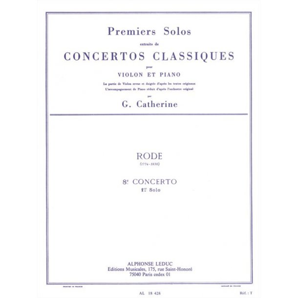 Rode Premiers Solos Concertos Classiques No 8 Violin & Piano Book