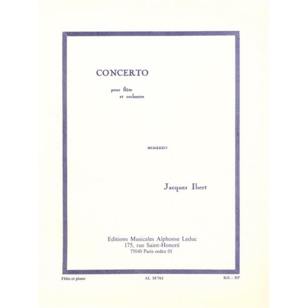 Jacques Ibert: Concerto (Flute/Piano)
