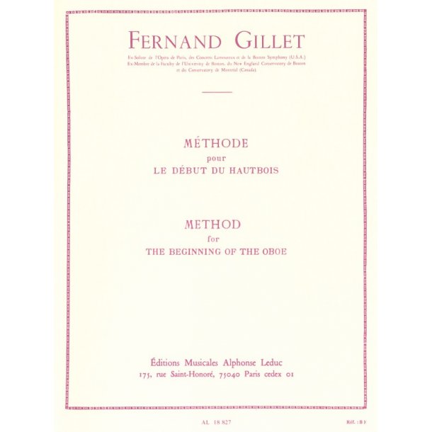 Ferdinand Gillet: M&eacute;thode pour le D&eacute;but (Oboe solo)