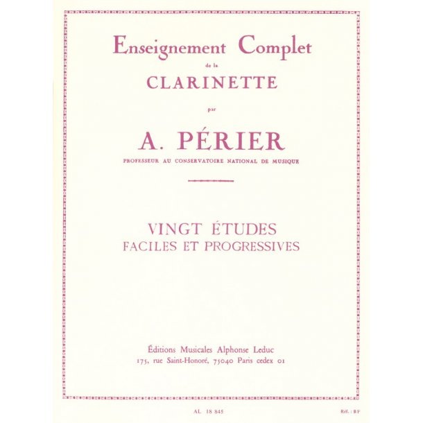 Auguste P&eacute;rier: 20 Etudes faciles et progressives (Clarinet solo)