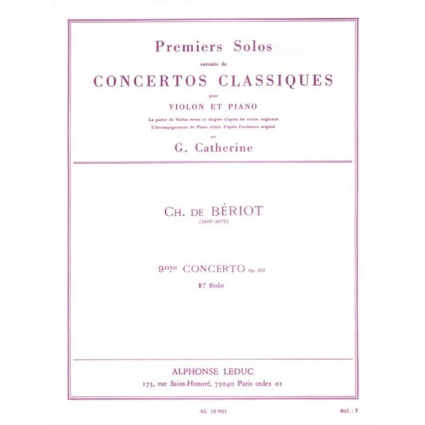 Georges Catherine: First Solos extracted from the Classic Concertos (B&eacute;riot''s Concert No. 9), for Violin and Piano