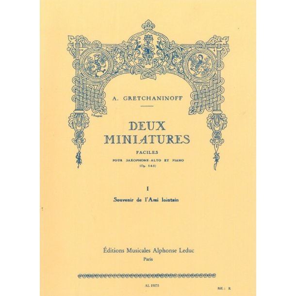 Gretchaninoff 2 Miniatures Op 145 No 1 Souvenir Saxophone & Piano Book
