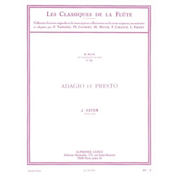 Franz Joseph Haydn: Adagio et Presto (Classiques No.78) (Flute & Piano)
