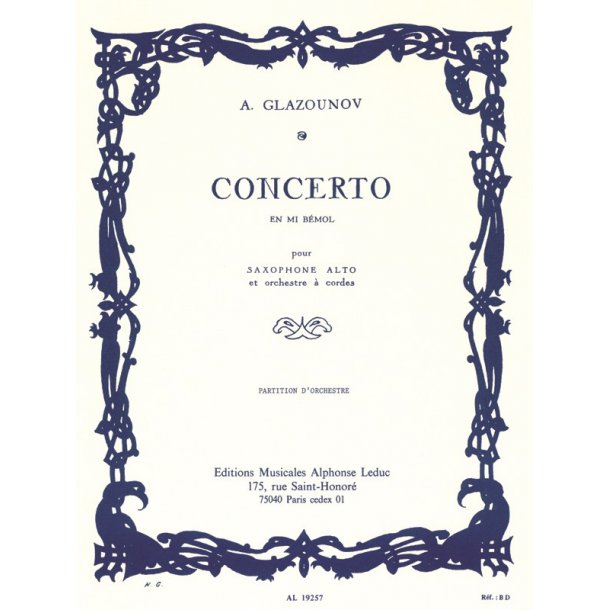 Alexandre Glazounov: Saxophone Concerto Op.109 In E Flat - Full Score