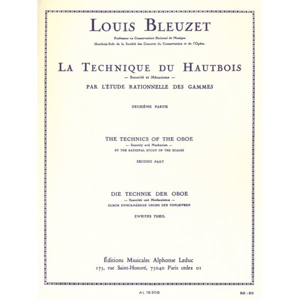 L. Bleuzet: Technique du Hautbois Vol.2: Etude rationelle des Gammes (Oboe solo)