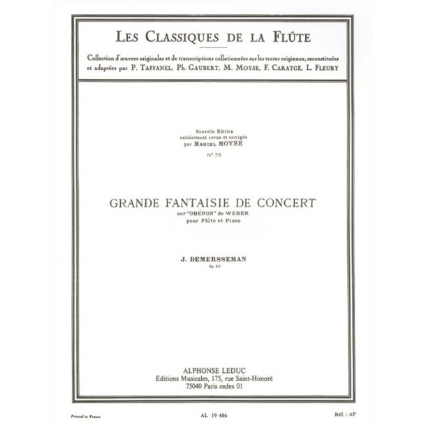 Jules-Auguste Edouard Demersseman: Grande Fantaisie de Concert Op.52 (Classiques No.76) (Flute & Piano)
