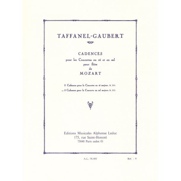 Wolfgang Amadeus Mozart: 3 Cadenzas by P.Taffanel & P.Gaubert for Concerto KV313 (Flute solo)