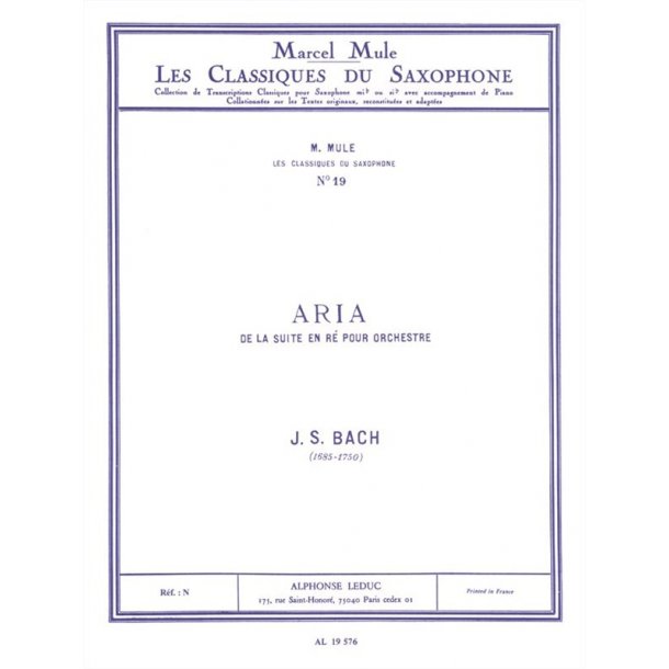 Aria From Suite D Bwv 1068 Alto Sax/Pno