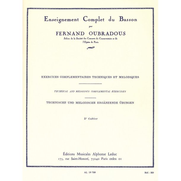 Fernand Oubradous: Enseignement complet Vol.3 (Bassoon solo)