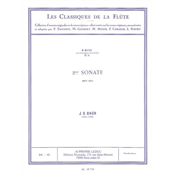 Johann Sebastian Bach: Sonata No.2, BWV1031 in E flat major (Classiques No.2) (Flute & Piano)