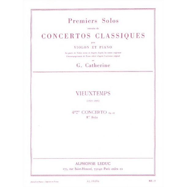 Vieuxtemps Premier Solo Extrait Concerto No 4 Op 31 Violin & Piano Bk