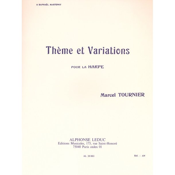 Marcel Tournier: Th&egrave;me et Variations (Harp solo)
