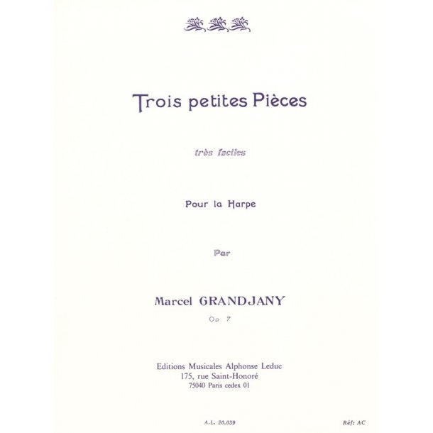 Marcel Grandjany: 3 Petites Pi&egrave;ces Tr&egrave;s Faciles Op.7 (Harp Solo)