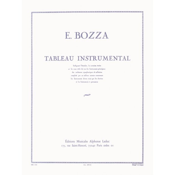 Eug&egrave;ne Bozza: Tableau instrumental (Book)