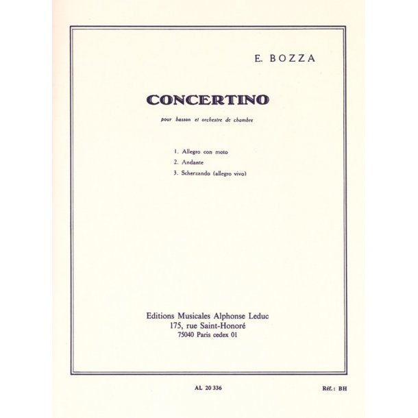 Eug&egrave;ne Bozza: Concertino Op.49 (Bassoon & Piano)