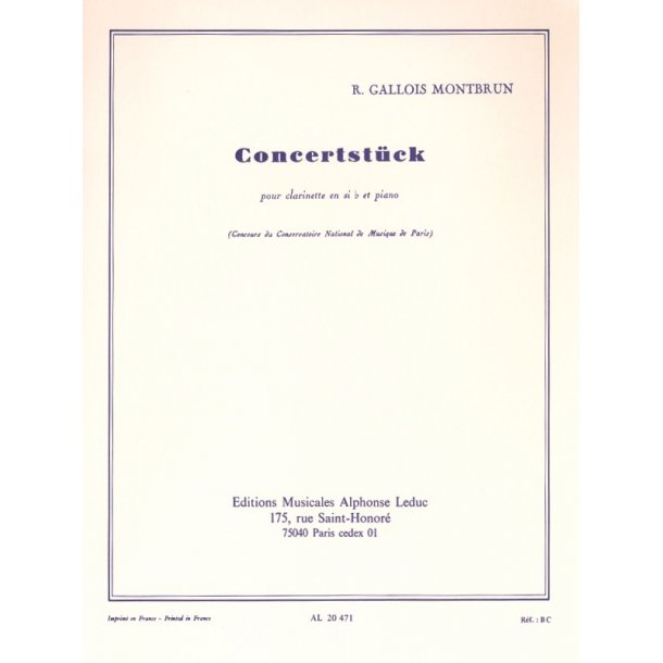 Raymond Gallois-Montbrun: Concertst&uuml;ck (Clarinet & Piano)
