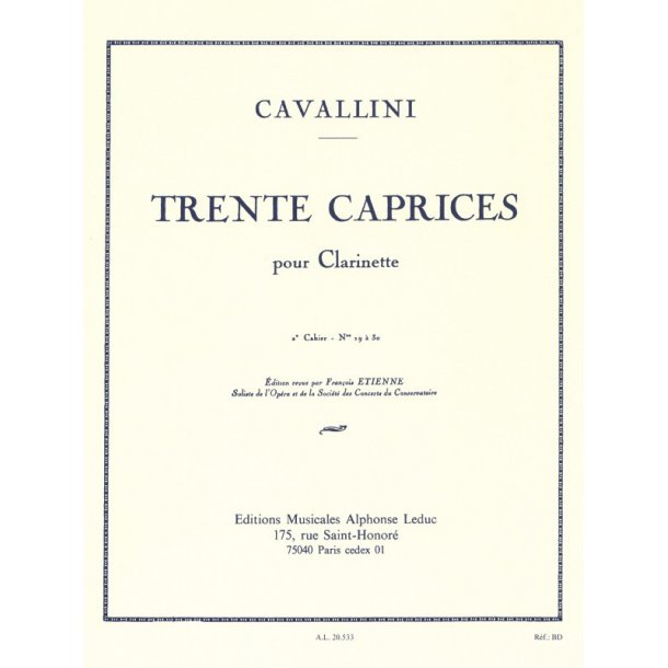 Ernesto Cavallini: 30 Caprices Vol.2 (Clarinet solo)