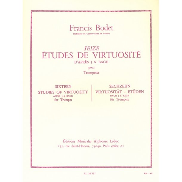 Francis Bodet: 16 Etudes de Virtuosit&eacute; d'apr&egrave;s Bach (Trumpet solo)
