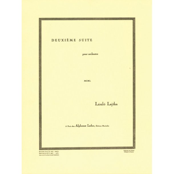 Lajtha Suite D'orchestre No.2 In 4 Orchestra Score