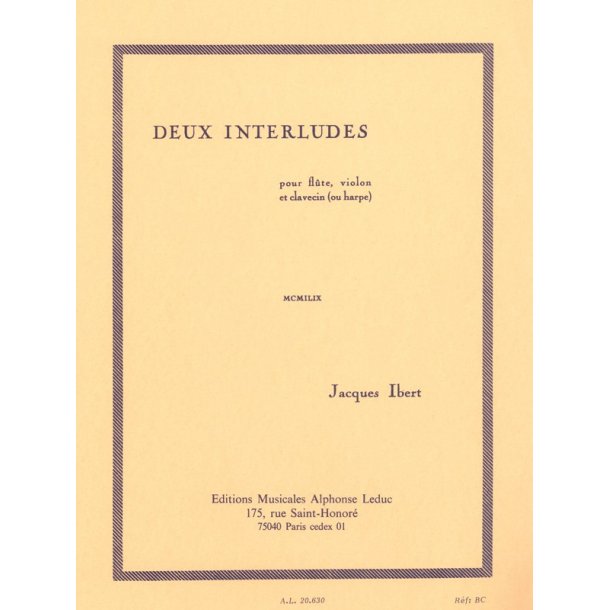 Jacques Ibert: 2 Interludes (Trio - Mixed)
