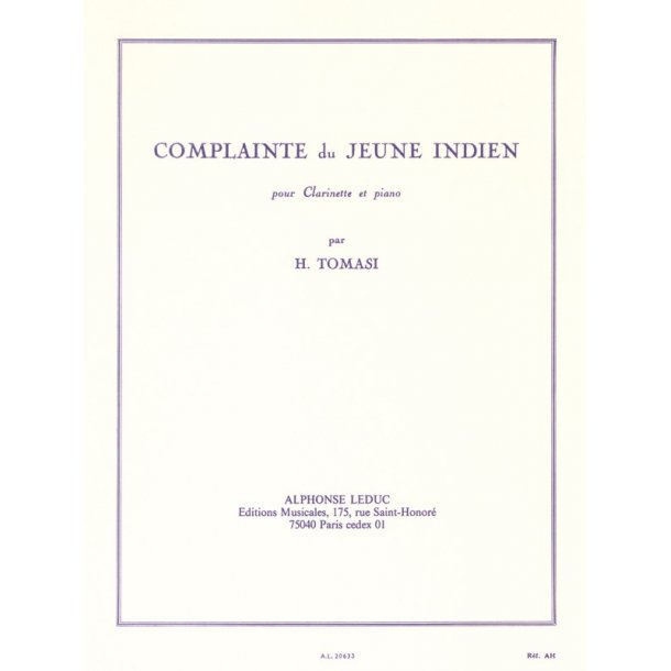 Henri Tomasi: Complainte du jeune Indien (Clarinet & Piano)