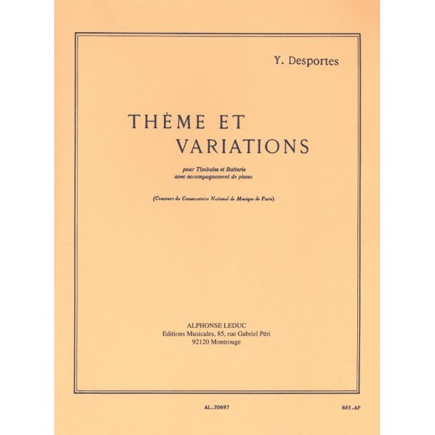 Yvonne Desportes: Th&egrave;me et Variations (Percussion(s) & Piano)