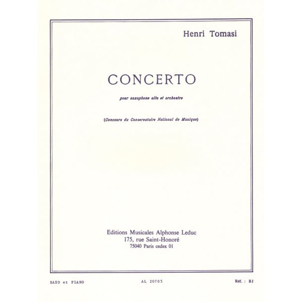 Henri Tomasi: Concerto (Saxophone-Alto & Piano)
