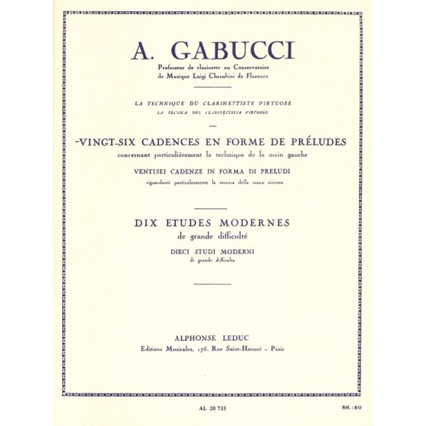 Agostino Gabucci: 26 Cadences en Forme de Pr&eacute;ludes (Clarinet solo)