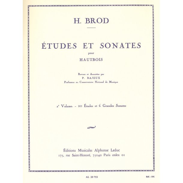 Henri Brod: Etudes et Sonates Vol.2 (Oboe solo)