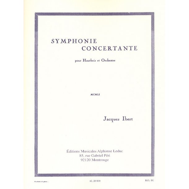 Jacques Ibert: Symphonie concertante (Oboe & Piano)