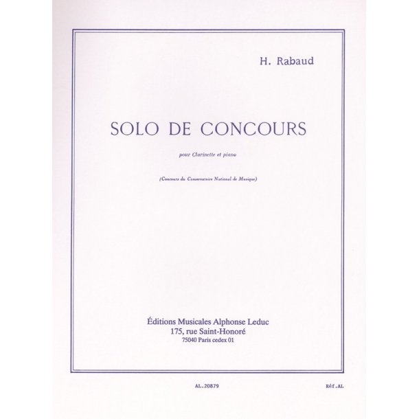 Henri Rabaud: Solo De Concours Op. 10 (Clarinet And Piano)