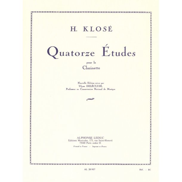 Hyacinthe E. Klos&eacute;: 14 Etudes (Clarinet solo)