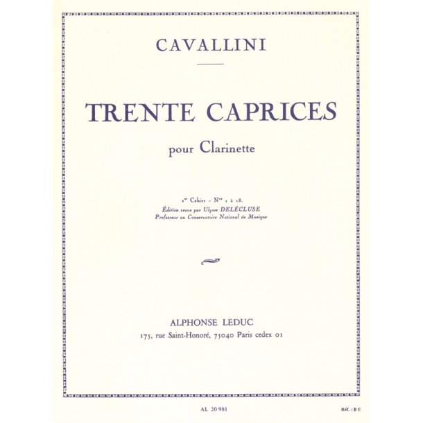Ernesto Cavallini: 30 Caprices Vol.1 (Clarinet solo)