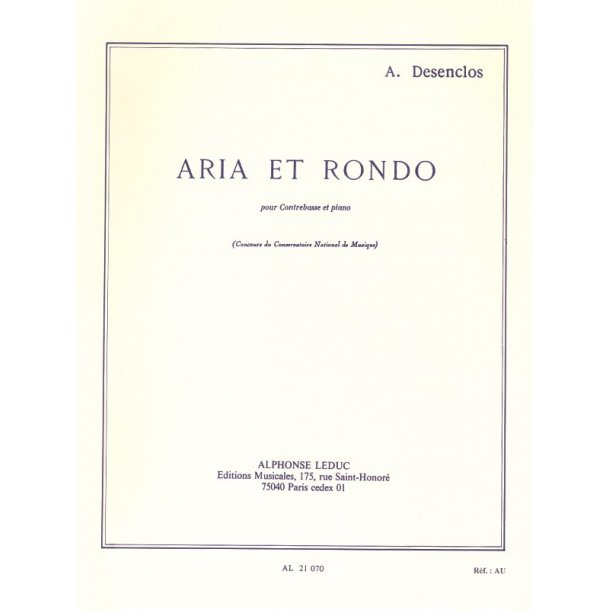 Alfred D&eacute;senclos: Aria et Rondo (Double Bass & Piano)