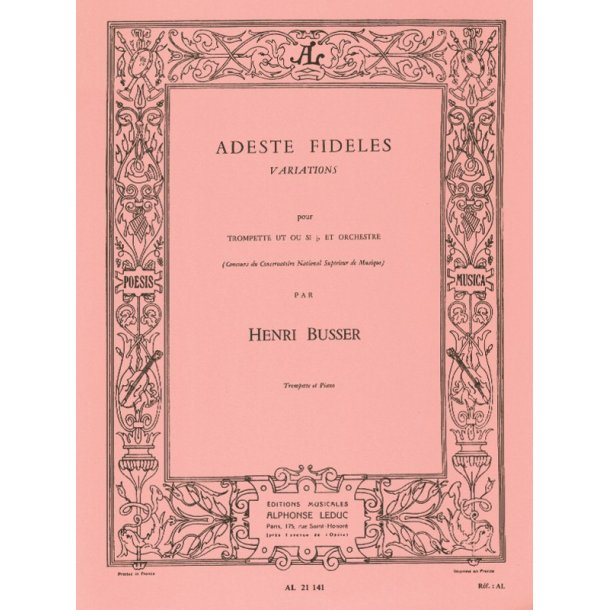 Henri B&uuml;sser: Adeste Fideles Op.83 (Trumpet & Piano)