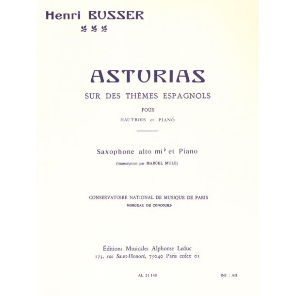 Henri B&uuml;sser: Asturias Op.84