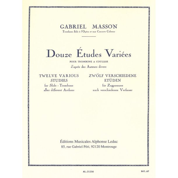 Gabriel Masson: 12 Etudes vari&eacute;es (Trombone solo)